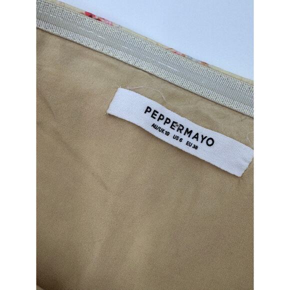 Peppermayo Yellow Pink Floral Strapless Dress Size 6 - Picture 5 of 5